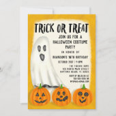 トリックまたはトリート幽霊ハロウィーンの衣装誕生日 招待状 (正面)