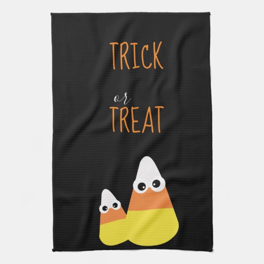 トリックまたはトリート秋またはハロウィーンの装飾 キッチンタオル (縦)