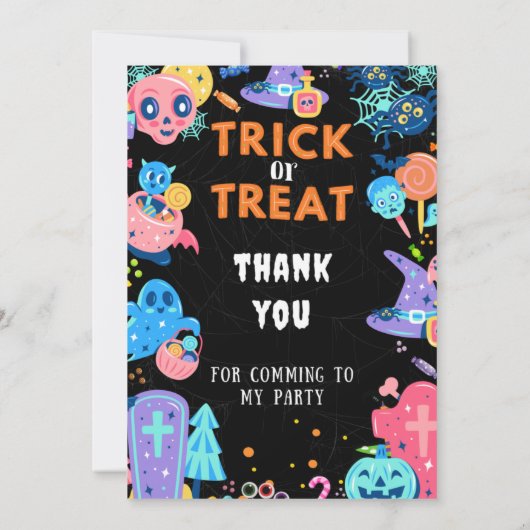 トリックまたはトリート誕生日、ハロウィーン誕生日不気味、 招待状 (裏面)