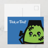 トリックまたはトリート – ハロウィーン – エッグフランケンシュタイン インビテーションポストカード (正面/裏面)