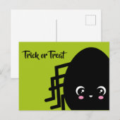 トリックまたはトリート – ハロウィーン – 卵スパイダー インビテーションポストカード (正面/裏面)