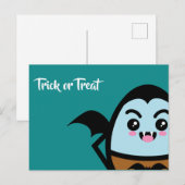 トリックまたはトリート – ハロウィーン – 卵ドラキュラ インビテーションポストカード (正面/裏面)
