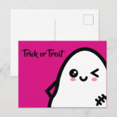 トリックまたはトリート – ハロウィーン – 卵幽霊 インビテーションポストカード (正面/裏面)