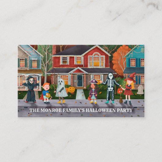 トリックまたはトリート、ハローウィンパーティチケット招待状 エンクロージャーカード (正面)