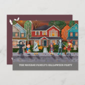 トリックまたはトリート、ハローウィンパーティ招待状 案内ポストカード (正面/裏面)