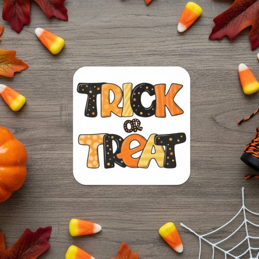 「トリックまたはトリート」フェスティバルハロウィーンスクエアステッカー スクエアシール