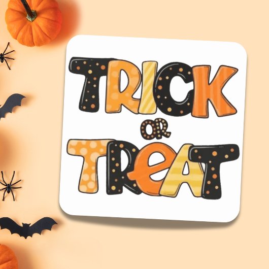 「トリックまたはトリート」フェスティバルハロウィーンスクエアステッカー スクエアシール