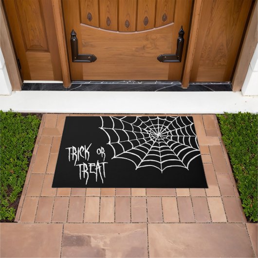 トリックまたはトリート – 不気味 Spider Web Halloween ドアマット (室外)