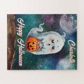 トリックまたはトリート、幽霊は甘いハッピーハローウィン ジグソーパズル (横)