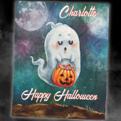 トリックまたはトリート、幽霊は甘いハッピーハローウィン フリースブランケット