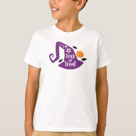 トリックまたはトリート、魔女の帽子、こうもり、星、ハロウィーン Tシャツ