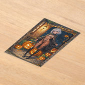 トリックまたはトレーター、勇敢なハロウィーンの衣装の女の子 アクリル招待状 (レイダウン)