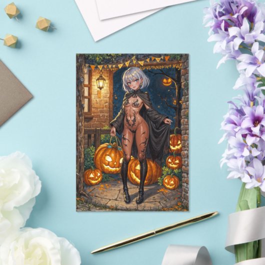 トリックまたはトレーター、勇敢なハロウィーンの衣装の女の子 アクリル招待状 (インサイチュ (ウェディング))