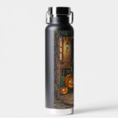 トリックまたはトレーター、勇敢なハロウィーンの衣装の女の子 ウォーターボトル (正面)