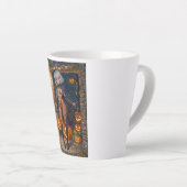 トリックまたはトレーター、勇敢なハロウィーンの衣装の女の子 カフェラテマグ (右アングル)