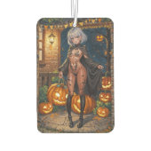 トリックまたはトレーター、勇敢なハロウィーンの衣装の女の子 カーエアーフレッシュナー (裏面)