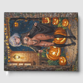 トリックまたはトレーター、勇敢なハロウィーンの衣装の女の子 ゲストブック (正面)