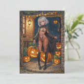 トリックまたはトレーター、勇敢なハロウィーンの衣装の女の子 シーズンカード (スタンド正面)