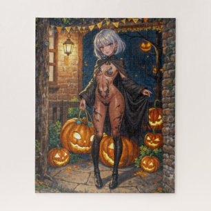トリックまたはトレーター、勇敢なハロウィーンの衣装の女の子 ジグソーパズル