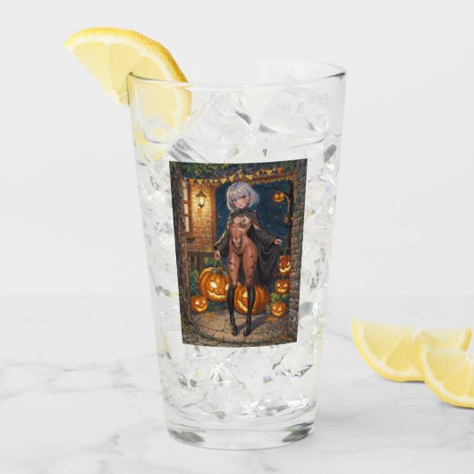 トリックまたはトレーター、勇敢なハロウィーンの衣装の女の子 タンブラーグラス (アイス正面)