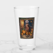 トリックまたはトレーター、勇敢なハロウィーンの衣装の女の子 タンブラーグラス (正面)