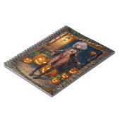 トリックまたはトレーター、勇敢なハロウィーンの衣装の女の子 ノートブック (左側)