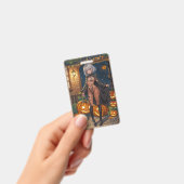 トリックまたはトレーター、勇敢なハロウィーンの衣装の女の子 バッジ (手持ち)