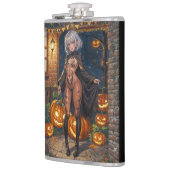 トリックまたはトレーター、勇敢なハロウィーンの衣装の女の子 フラスク (左)