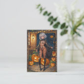 トリックまたはトレーター、勇敢なハロウィーンの衣装の女の子 プレイスカード (スタンド正面)