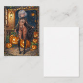 トリックまたはトレーター、勇敢なハロウィーンの衣装の女の子 プレイスカード (正面/裏面)