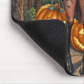 トリックまたはトレーター、勇敢なハロウィーンの衣装の女の子 マウスパッド (コーナー)