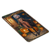 トリックまたはトレーター、勇敢なハロウィーンの衣装の女の子 マグネット (右側)