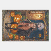 トリックまたはトレーター、勇敢なハロウィーンの衣装の女の子 ラッピングペーパーシート (正面3)