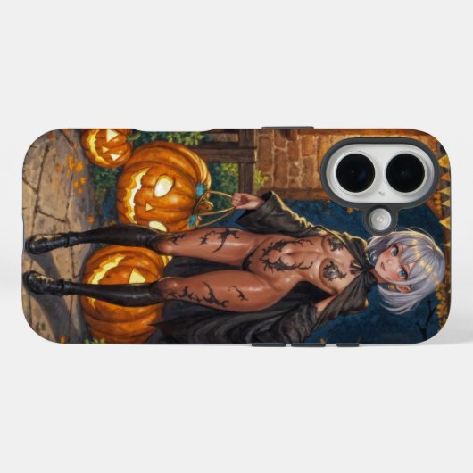 トリックまたはトレーター、勇敢なハロウィーンの衣装の女の子 Case-Mate iPhoneケース (裏面 (横))