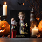 トリックまたはハロウィーンの写真金ゴールド 箔シーズンカード