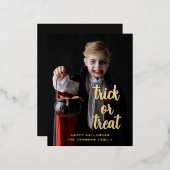 トリックまたはハロウィーンの写真金ゴールド 箔シーズンポストカード (正面/裏面)