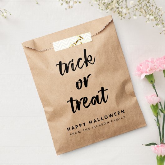 トリックまたはモダンハロウィン素朴クラフトキャンディ フェイバーバッグ (封をした状態)