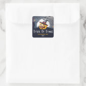 トリックまたは不気味トリートジャックオランタン名前をカスタムする スクエアシール (バッグ)