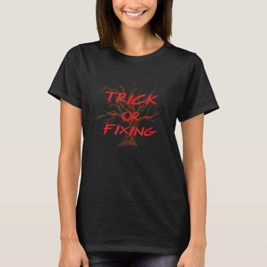 トリックまたは固定ハロウィーン整備士怖いサービセマ Tシャツ (正面)