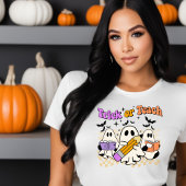 トリックまたは教えレトロハロウィーン先生Tシャツ Tシャツ