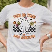 トリックまたは教えレトロ幽霊先生ハロウィーン Tシャツ