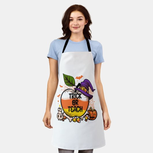 トリックまたは教え可愛いハロウィーンの先生衣装の男性 エプロン (着用した状態)