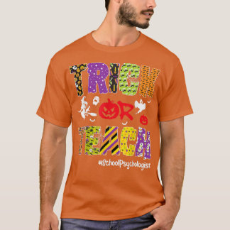 トリックまたは教え学校心理学者ハロウィーンスキュー Tシャツ