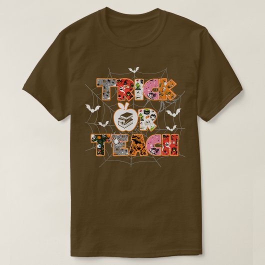 トリックまたは教え面白いハロウィーン先生 Tシャツ (デザイン正面)