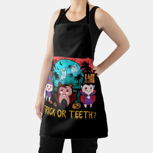 トリックまたは歯の歯科医ハロウィーンのコスチュームデンタル エプロン (インサイチュ)