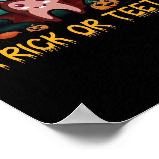 トリックまたは歯の歯科医ハロウィーンのコスチュームデンタル ポスター (角)