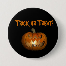 トリックまたは治療の怖い顔カボチャボタン 缶バッジ
