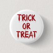 トリックまたは治療の赤血タイポグラフィハロウィーン 缶バッジ (正面)