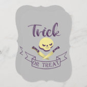 トリックまたは治療スカルクロスボーンハロウィーンリボンT (正面/裏面)