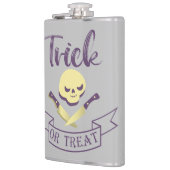 トリックまたは治療スカルクロスボーンハロウィーンリボンT フラスク (左)